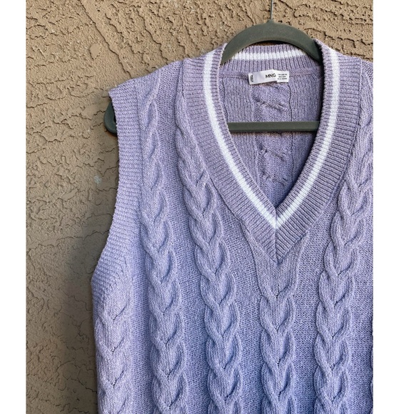 MANGO SET Lavender Cableknit Sweater Vest & Knit Shorts Co-ord Set - Picture 9 of 12
